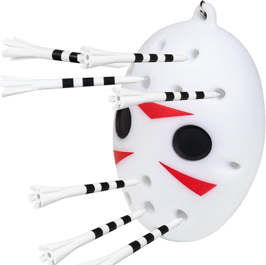 mytag Golf Ball Tee Holder Jason Mask, with 3 1/4 Golf Tees 10PCS | Novelty Keychain Accessory for Golf Bag | Golf Gift for Men Women