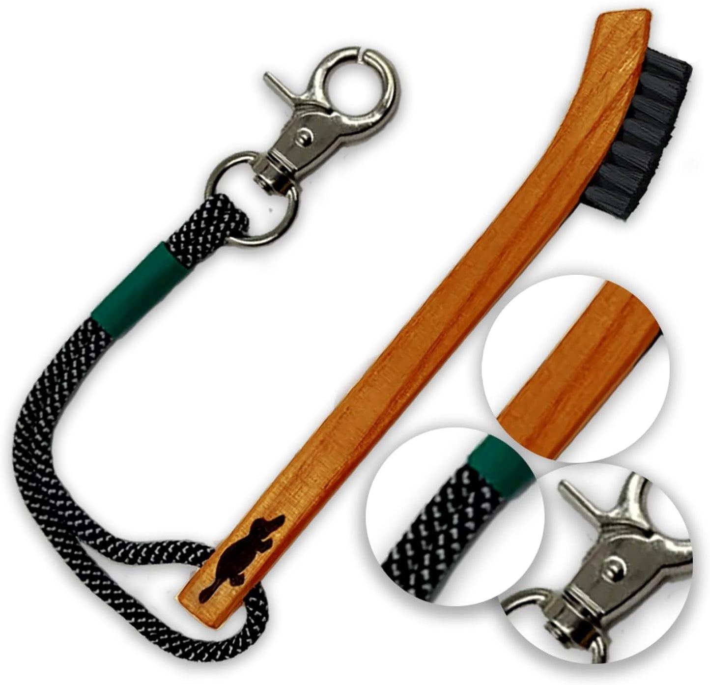 Hickory Wood Golf Brush and Groove Cleaner with Paracord Rope & Metal Clip, Non-Slip Golf Club Cleaner - Clean Grooves Without Damaging Club Face, Fits on Any Golf Bag