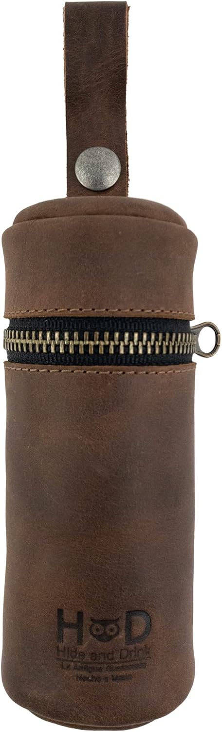 Hide & Drink, Cylinder Golf Bag Handmade from Full Grain Leather - Portable Ball Case with Hanger, Sports & Outdoors Accessories - Bourbon Brown