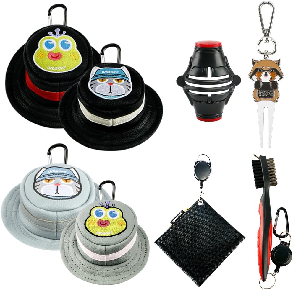 Golf Ball Carry Bag Golf Tee Holder Pu Waterproof Material, Portable Waist Bag with Hooks Golf Accessories Can Hold 3 Golf Balls and 3 Tees, for Golf Lover