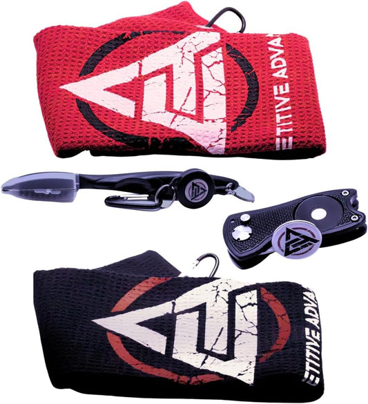 Competitive Advantage Golf Cleaning Accessory Kit Includes 2 Towels, a Divot Tool, & Cleaning Brush