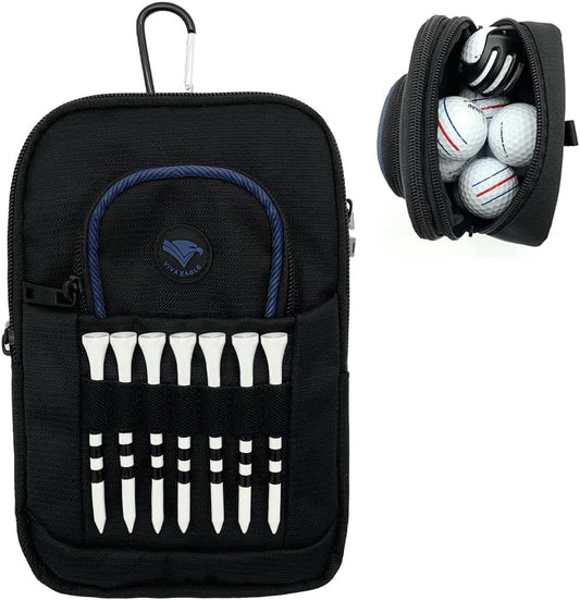 Golf Multi Pocket Accessories Bag Valuable Pouch with Clip - Navy