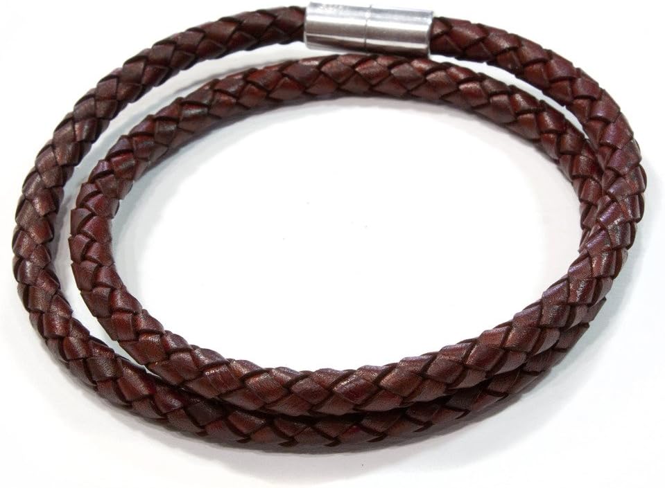 Suki PRO Braided Leather Magnet Therapy Necklace - 6mm (1/4") Medium Brown