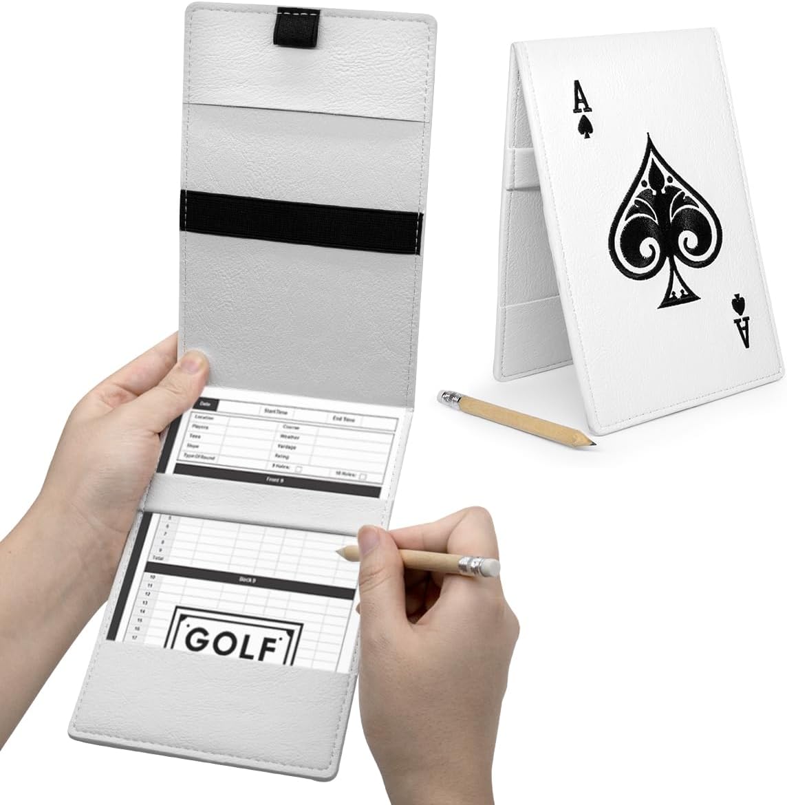 montela golf Scorecard Holder Leather Golf Yardage Book Cover Ace Poker Golf Scorecard Book