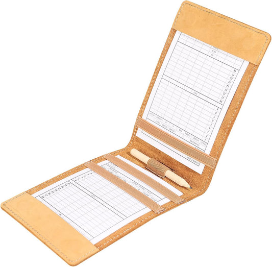 BIG TEETH Magnetic Golf Scorecard Yardage Holder Cover With10pcs Double-Sided Printed Golf Scorecard Score Sheets