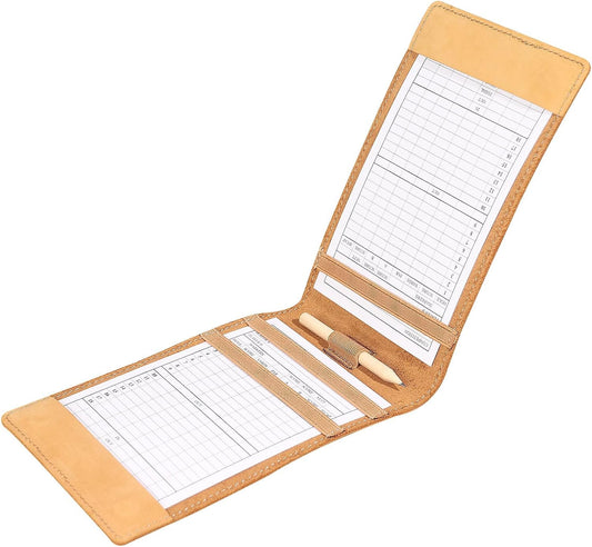 BIG TEETH Magnetic Golf Scorecard Yardage Holder Cover With10pcs Double-Sided Printed Golf Scorecard Score Sheets