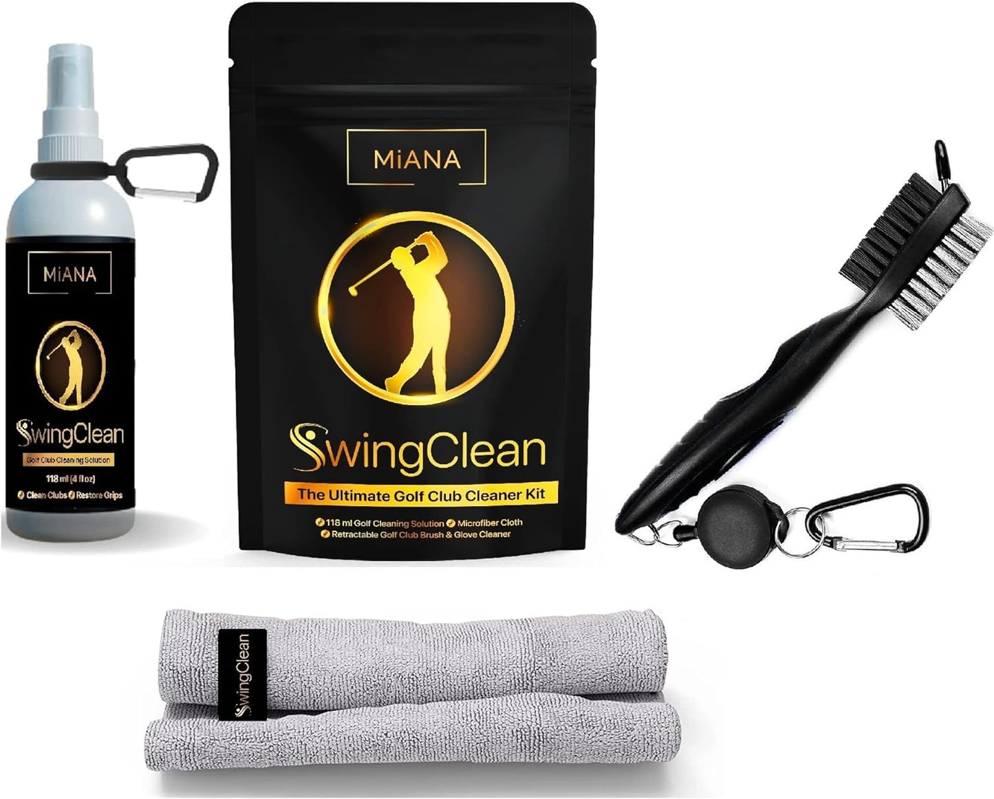 Golf Club Cleaner Accessories Premium Groove Brass Brush Spray Towel Set Cleaning Kit