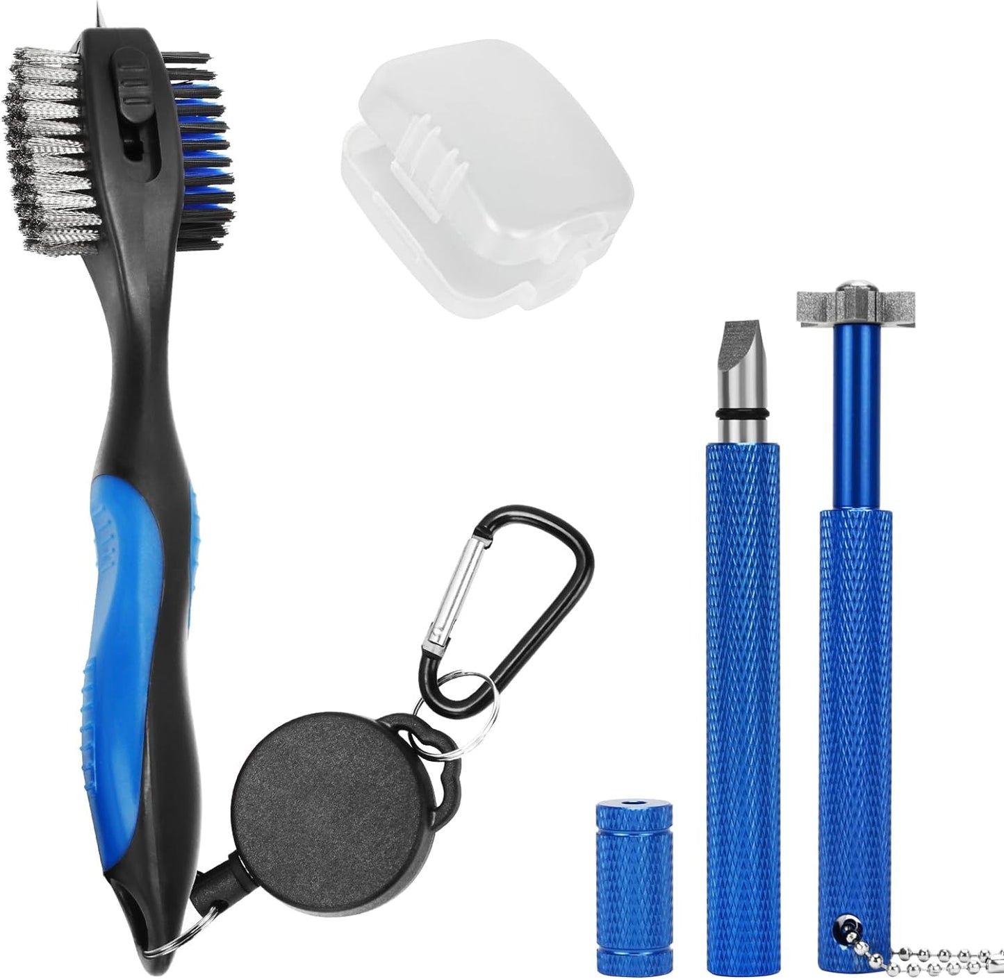 Golf Club Groove Cleaning Tool,Retractable Cleaning Spike Golf Club Brush with Retractable Zip-line Aluminum Carabiner, Golf Groove Sharpener for U & V-Grooves,Golf Gifts for Men