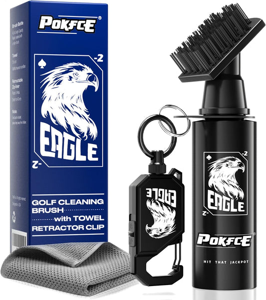 Golf Club Cleaner, Golf Brush with Retractable Lock Clip and Microfiber Towel Golf Club & Ball Cleaner Golf Accessories for Men and Women, Holds 5 Oz of Water