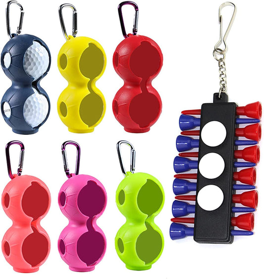 Golf Ball Holder, Pack of 6 Golf Tee Holder Kit with Clips Golf Accessories Gift Attachable to Golf Bags