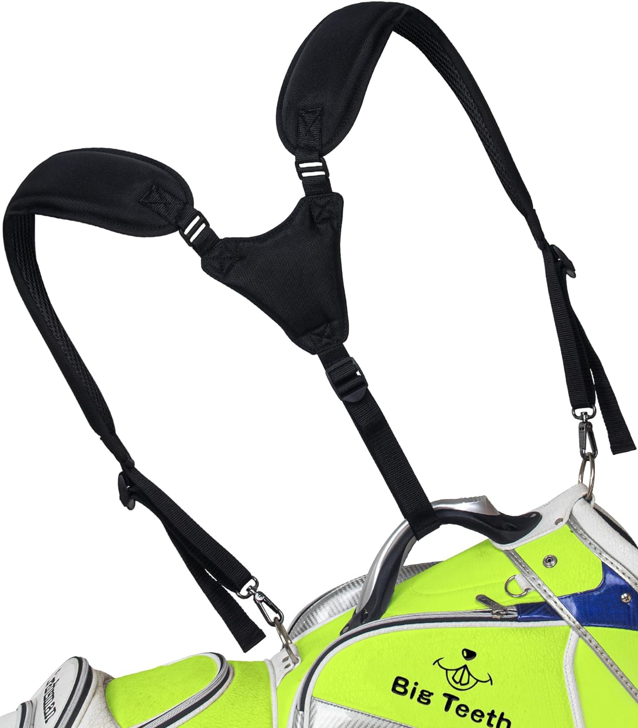 BIG TEETH Golf Bag Strap,Adjustable Padded Bag Strap Replacement,Golf Double Shoulder Bag Straps with 4Pcs Rotate Hooks