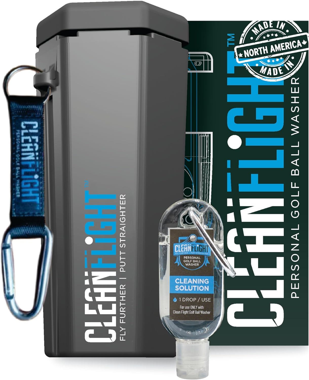 Premium Golf Ball Washer - Portable Cleaner for Golf Bag or Cart - Best Golf Accessories Gifts for Men & Women. (1Pack)