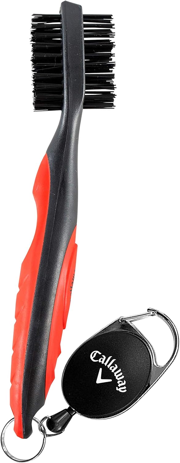 Callaway Premium Golf Club Brush for Golf Clubs and Golf Shoes with Retractable Cord