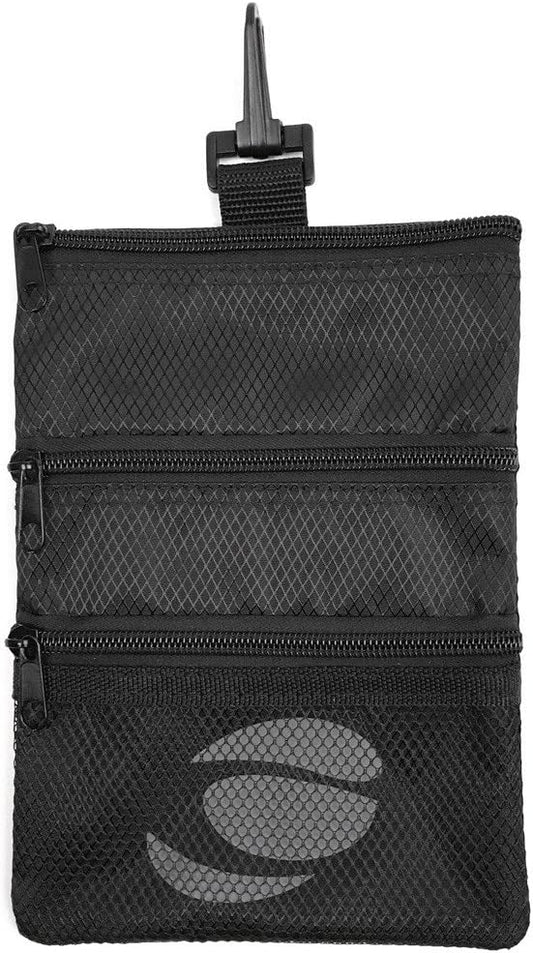 Orlimar Detachable Golf Accessory Pouch, 3 Zippered Pockets for Valuables and Golf Accessories, Clips to Your Golf Bag for Extra Storage and Easy Access.