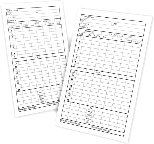 BIG TEETH 10pcs Golf Scorecard Score Sheet Tracking Record Stat Card,Double-Sided Printed Golf Shot and Stat Tracking Scorecards