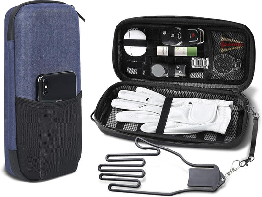 Golf Accessory Case with Golf Bag Clip for Golfers Golf Performance Gloves Holder Case for Phone, Tees, Repair Tools, Ball Markers and Golf Essentials. Removable Golf Glove Hanger
