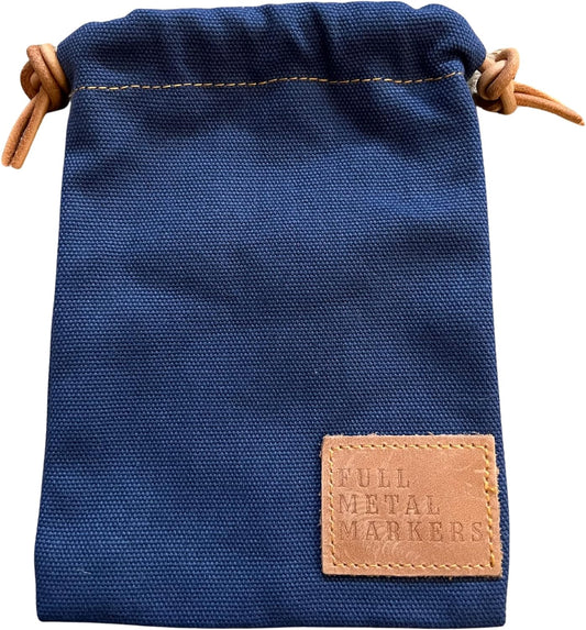 Canvas and Leather Golf Valuables Pouch Swag Bag Accessory for Men & Women (Navy Blue)