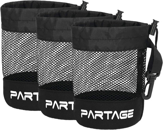 Partage 3 PCS Nylon Mesh Golf Ball Bags, Golf Pouch Bags