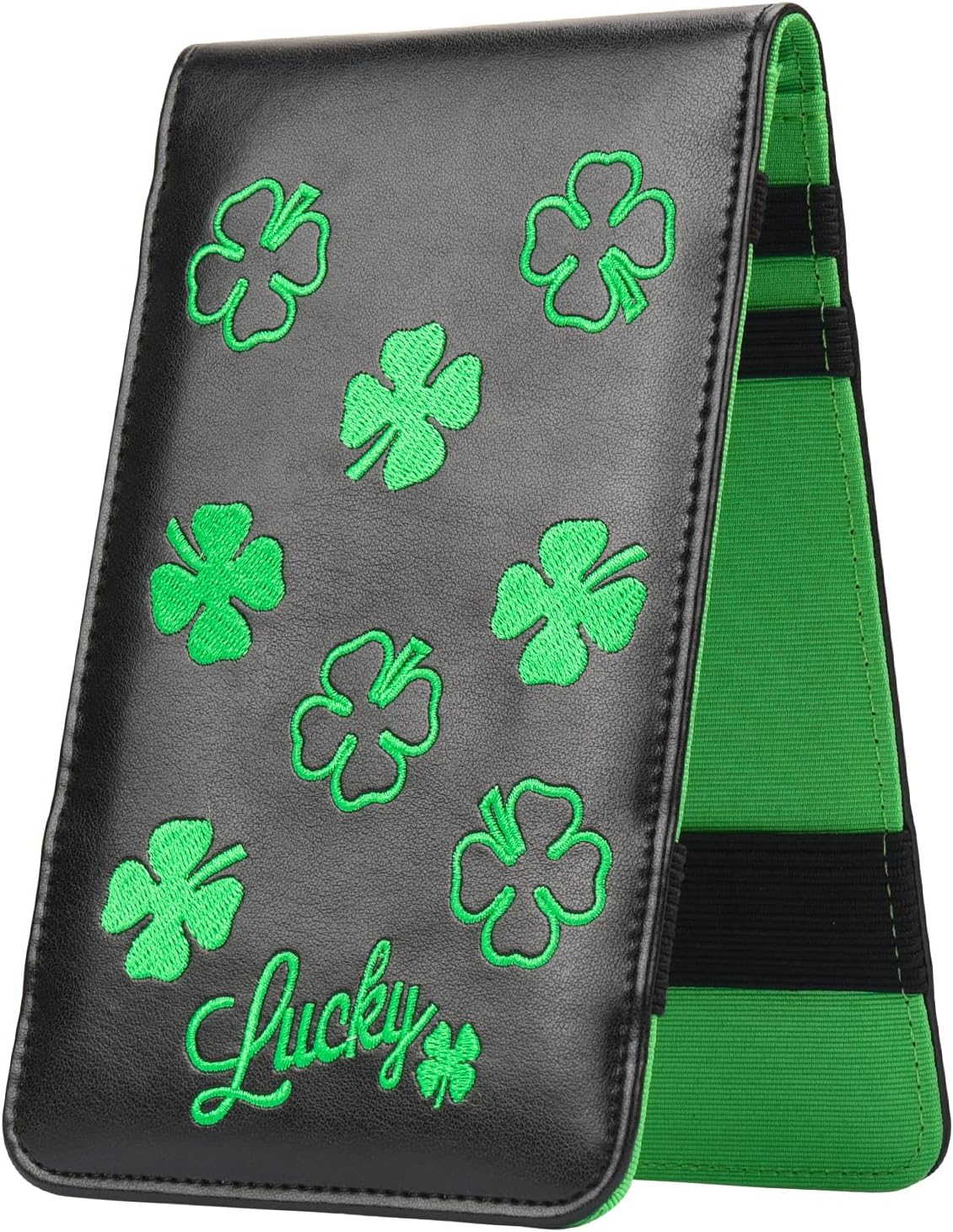 BIG TEETH Golf Scorecard Holder Yardage Book Cover Golf Scorecard Book, Lucky Clover Golf Accessories Keep Golf Yardage Book, Golf Yardage Book Cover with a Free Pencil Fits Your Back Pocket