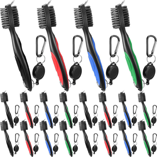 Mifoci 20 Pcs Golf Club Brush Golf Club Groove Cleaner with 2 ft Retractable Zippered Aluminum Hook Buckle Golf Club Cleaning Kit Lightweight Golf Tool Golf Club Bag Accessories for Golf Club Bag