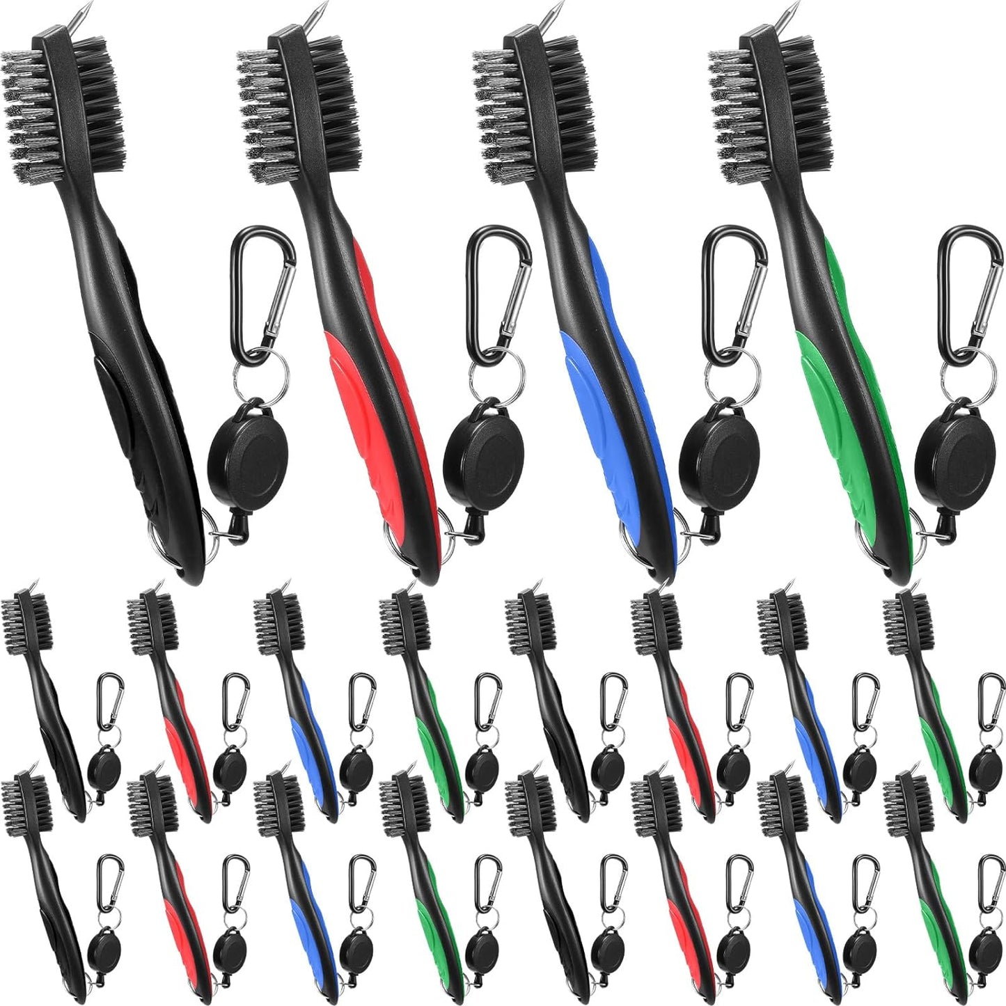 Mifoci 20 Pcs Golf Club Brush Golf Club Groove Cleaner with 2 ft Retractable Zippered Aluminum Hook Buckle Golf Club Cleaning Kit Lightweight Golf Tool Golf Club Bag Accessories for Golf Club Bag