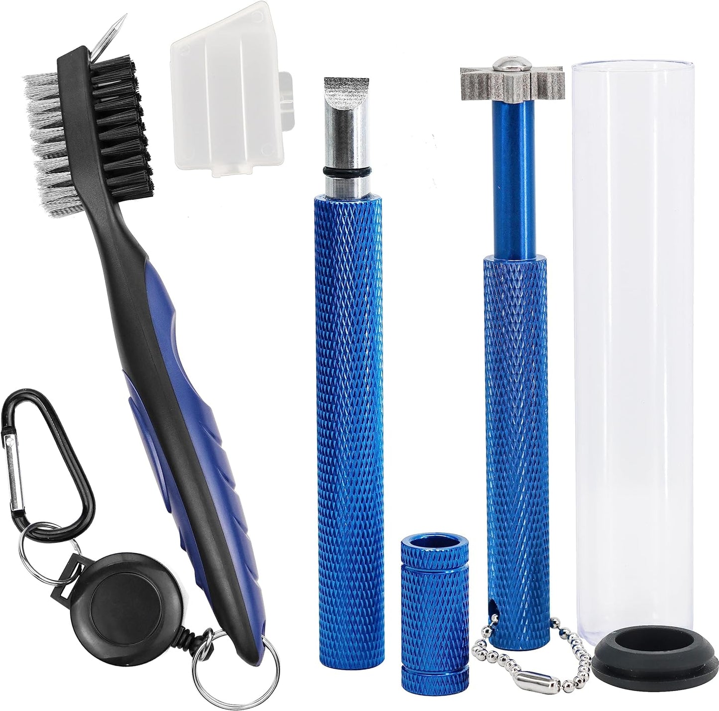 Golf Club Cleaner Kit, Magnetic Hanging Golf Club Brush and 2 Golf Club Groove Sharpener for U & V-Grooves, Portable 3 Pieces Golf Club Cleaning Kit Fit All Golf Iron for Men