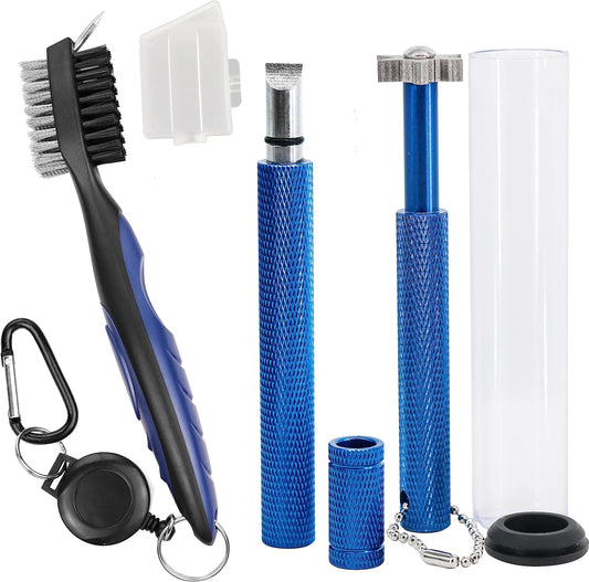 Golf Club Cleaner Kit, Magnetic Hanging Golf Club Brush and 2 Golf Club Groove Sharpener for U & V-Grooves, Portable 3 Pieces Golf Club Cleaning Kit Fit All Golf Iron for Men
