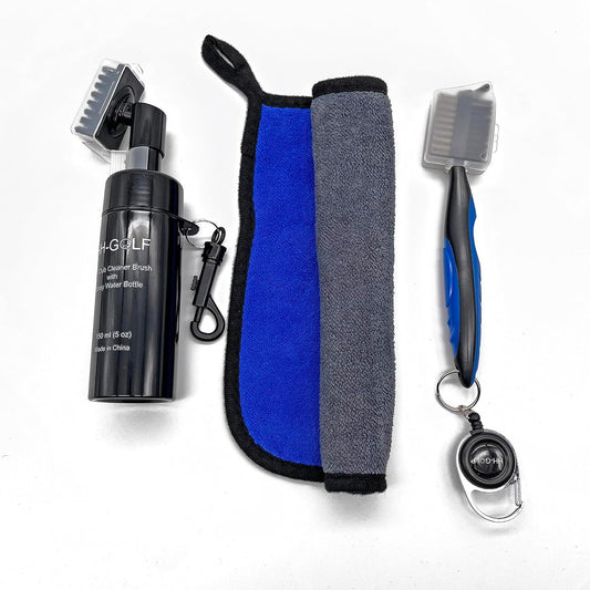 HH-GOLF® Golf Club Cleaning Kit, Golf Club Cleaning Brush with Water Spray Bottle & Microfiber Towel, Golf Club Groove Cleaner