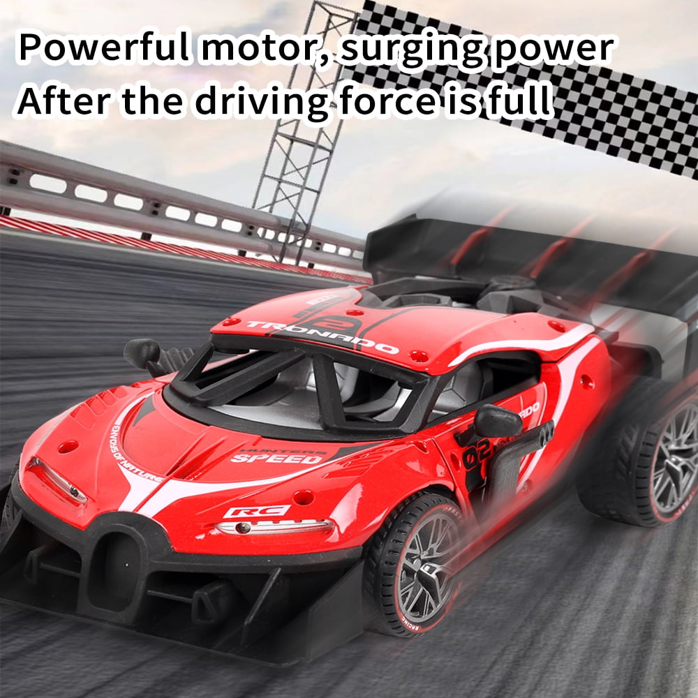 Alloy Remote Control Car, 1/18 Scale 2.4g Mhz High-speed Racing Drift Stunt Car, Top Speed 20 Km/h, Waterproof,with Three Rechargeable Batteries and Atomization System, Excellent Xmas Gifts(Red)