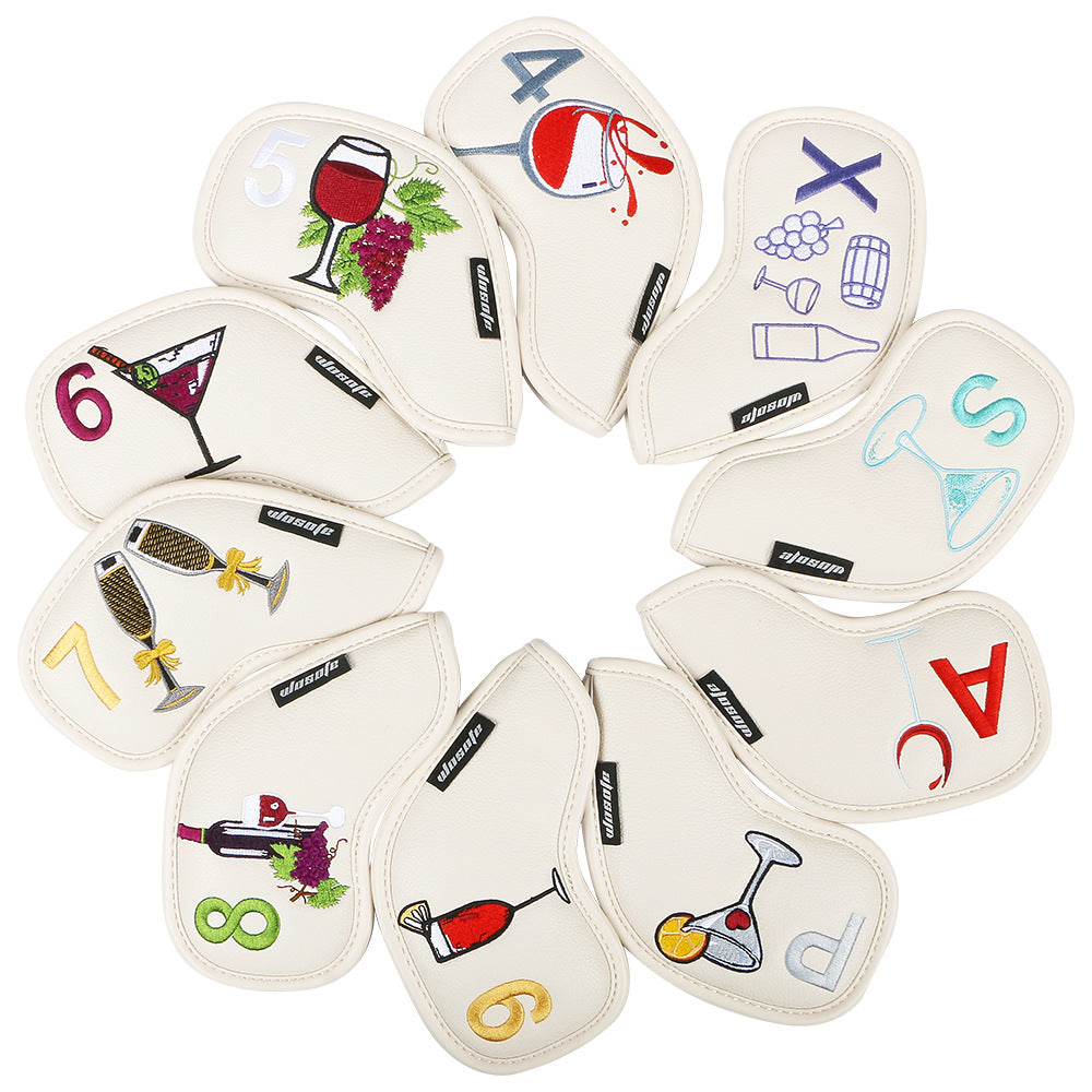 Golf Iron Rod Sleeve Ball Arm Cap Wine Glass Pattern High-end Pu Rod Head Protective Cover - Blue Force Sports