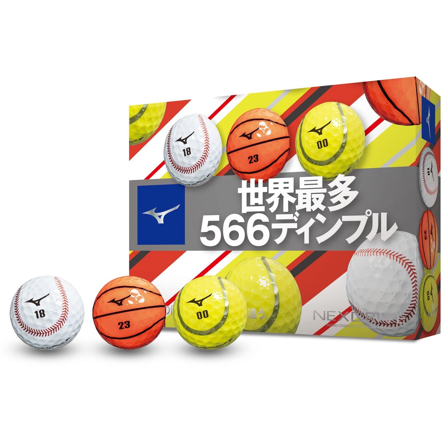 Mizuno NEXDRIVE Golf Ball Sports Balls 1 Dozen (12 pieces) 5NJBM320 Multicolor