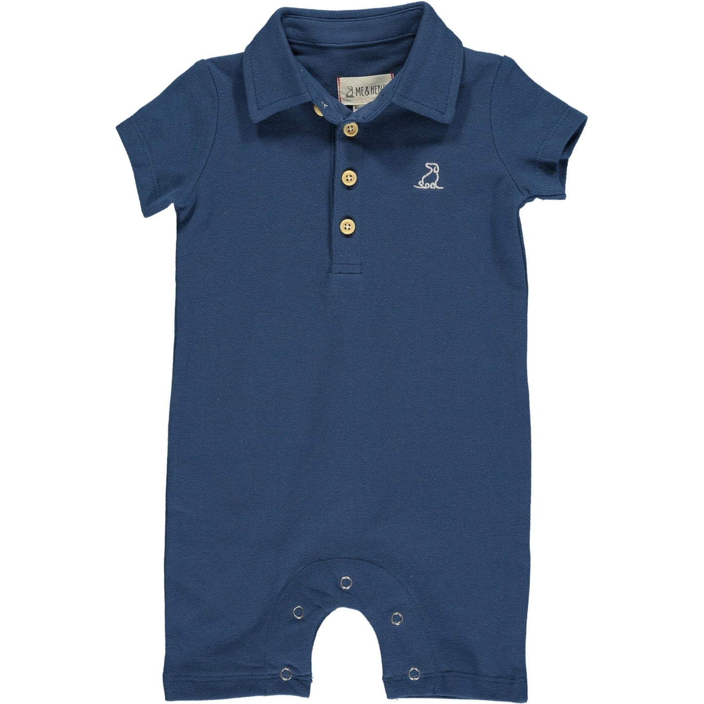 Me & Henry Drift Navy Pique Polo Romper