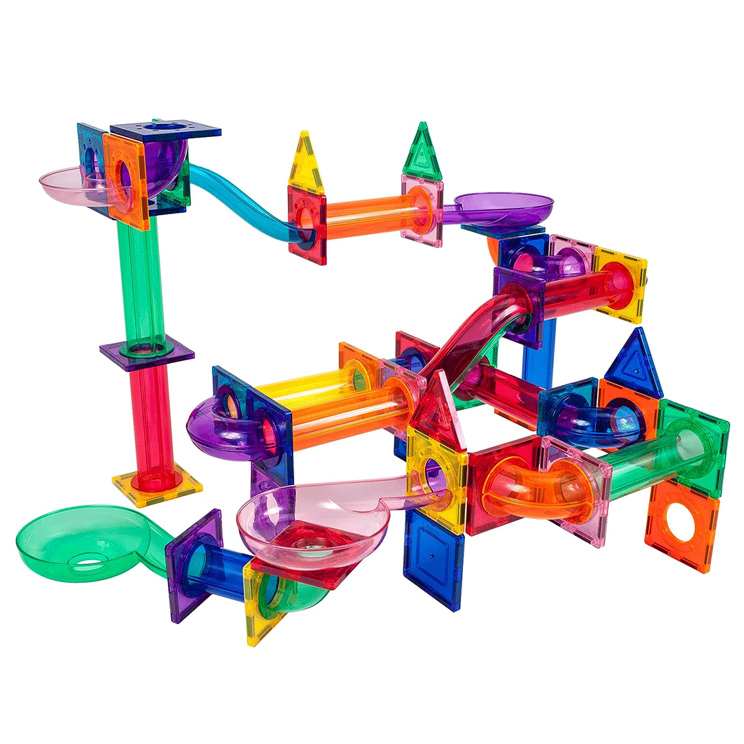 PicassoTiles 100pc Marble Run Magnetic Tile Children's Play Set