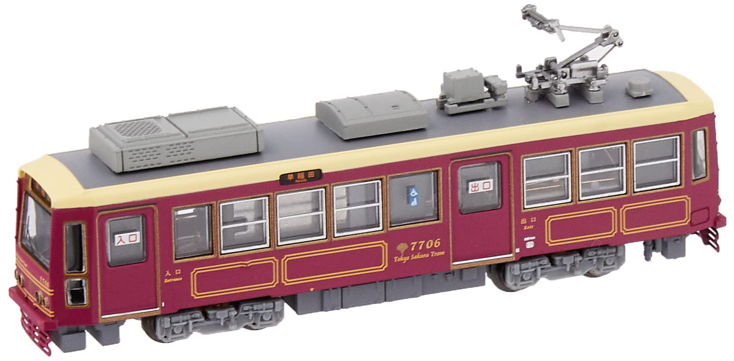 MODEMO Nt168 Tokyo Metropolitan Tram Type 7700 '7706 Dark Red' N Scale