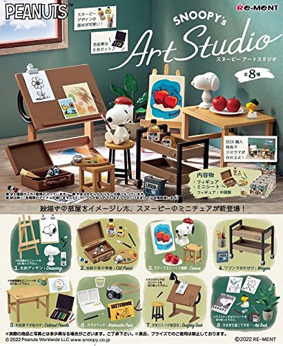RE-MENT - Peanuts Snoopy'S Art Studio - 8 Pcs Box