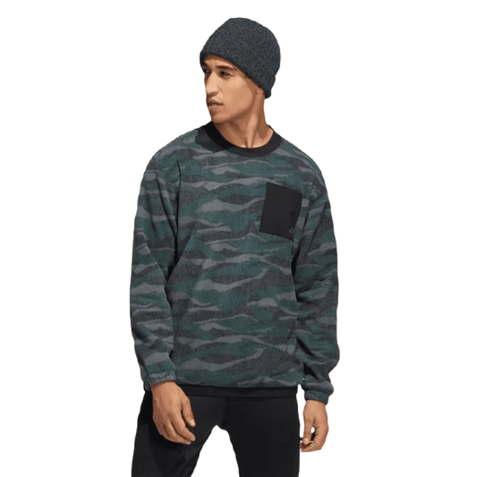 Adidas Texture-Print Crew Sweatshirt - Black