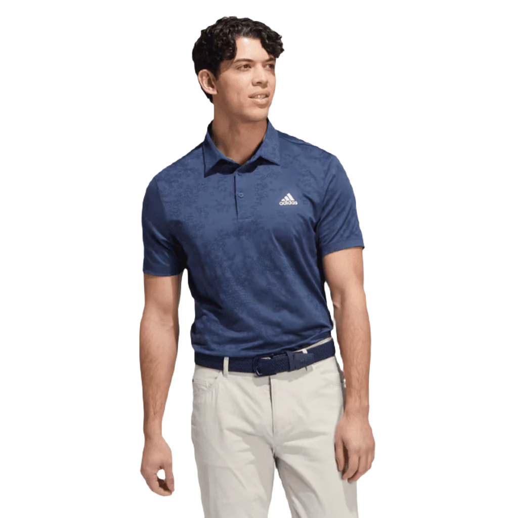 Adidas Jacquard Golf Polo Shirt - Navy