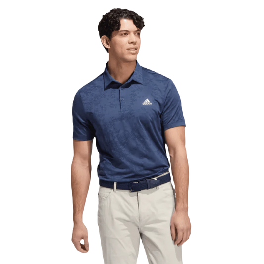 Adidas Jacquard Golf Polo Shirt - Navy