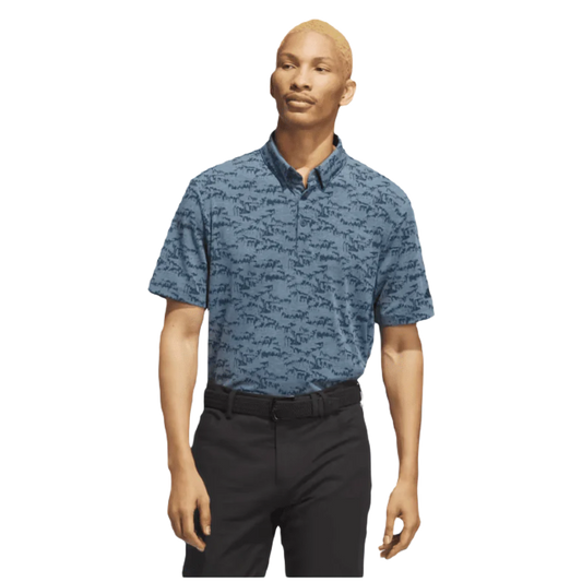 Adidas Go-To Printed Golf Polo Shirt - Blue