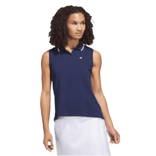 Adidas Ladies Go-To Piqué Sleeveless Golf Polo Shirt - Blue