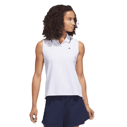 Adidas Ladies Go-To Piqué Sleeveless Golf Polo Shirt - White