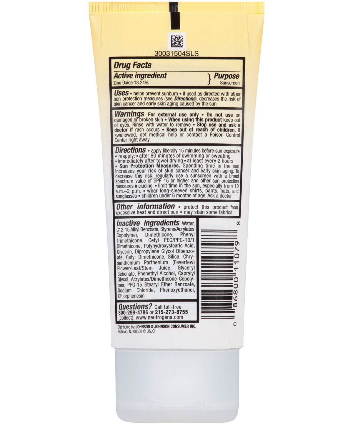 Neutrogena 11079 Sheer Zinc Sunscreen, 1 Each