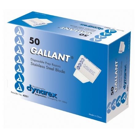 Gallant Surgical Prep Razor: 50 Count, White/Blue 46784496