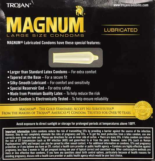 Trojan Magnum 64236 Lubricated Condom, 1 Box of 36