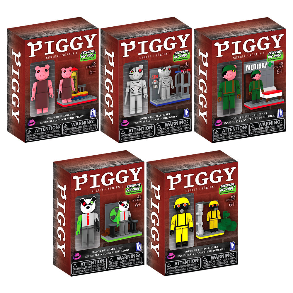 PIGGY - Single Figure Complete Buildable Sets (5 Sets, Series 1) [Walmart SKU]
