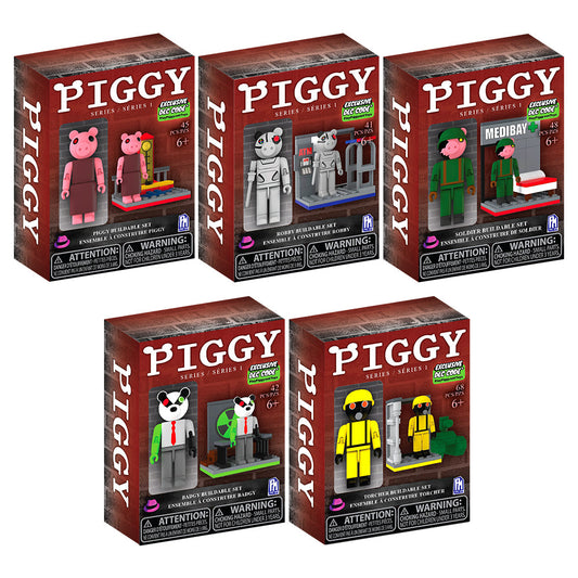 PIGGY - Single Figure Complete Buildable Sets (5 Sets, Series 1) [Walmart SKU]