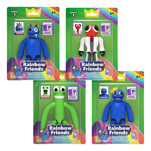 RAINBOW FRIENDS – Action Figure Complete Set (Four 5" Posable Figures, Series 1)